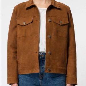 Nudie Jeans Bettina Nubuck Leather Jacket Camel Brown Large